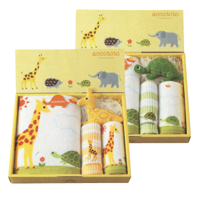 KAWAII! Japanese Accototo Towel Set, Giraffe Tortoise | Japan Style